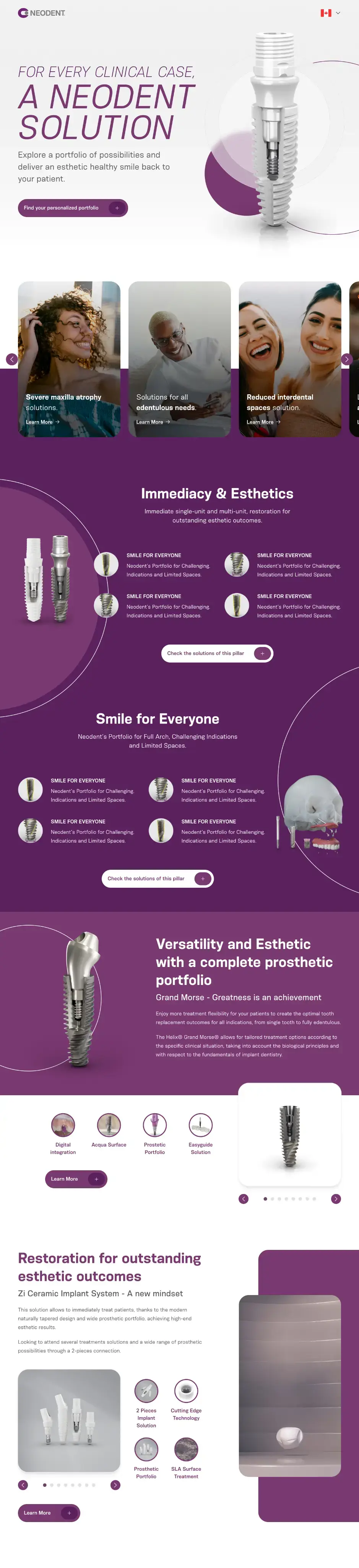 Landing page Neodent no desktop