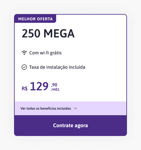 Card de plano com selo de melhor oferta