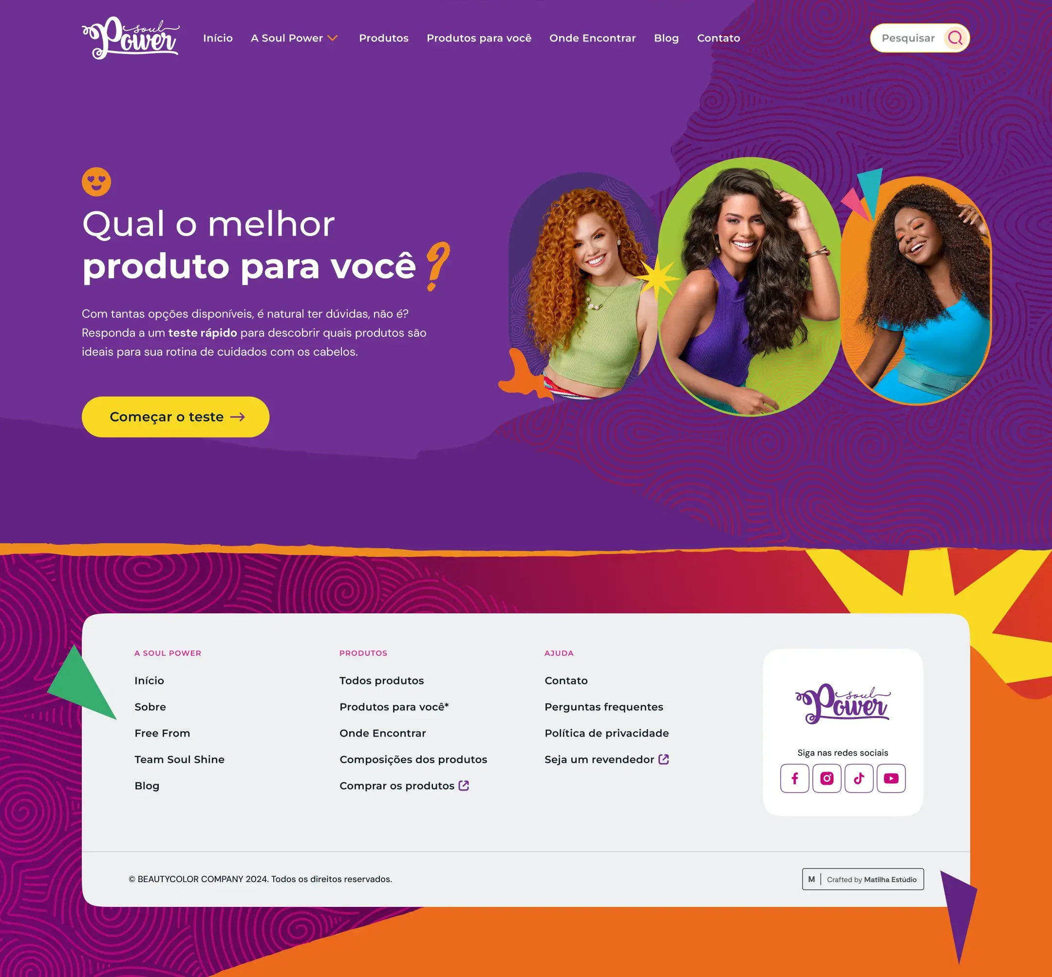 Quiz Beauty Color, tela inicial