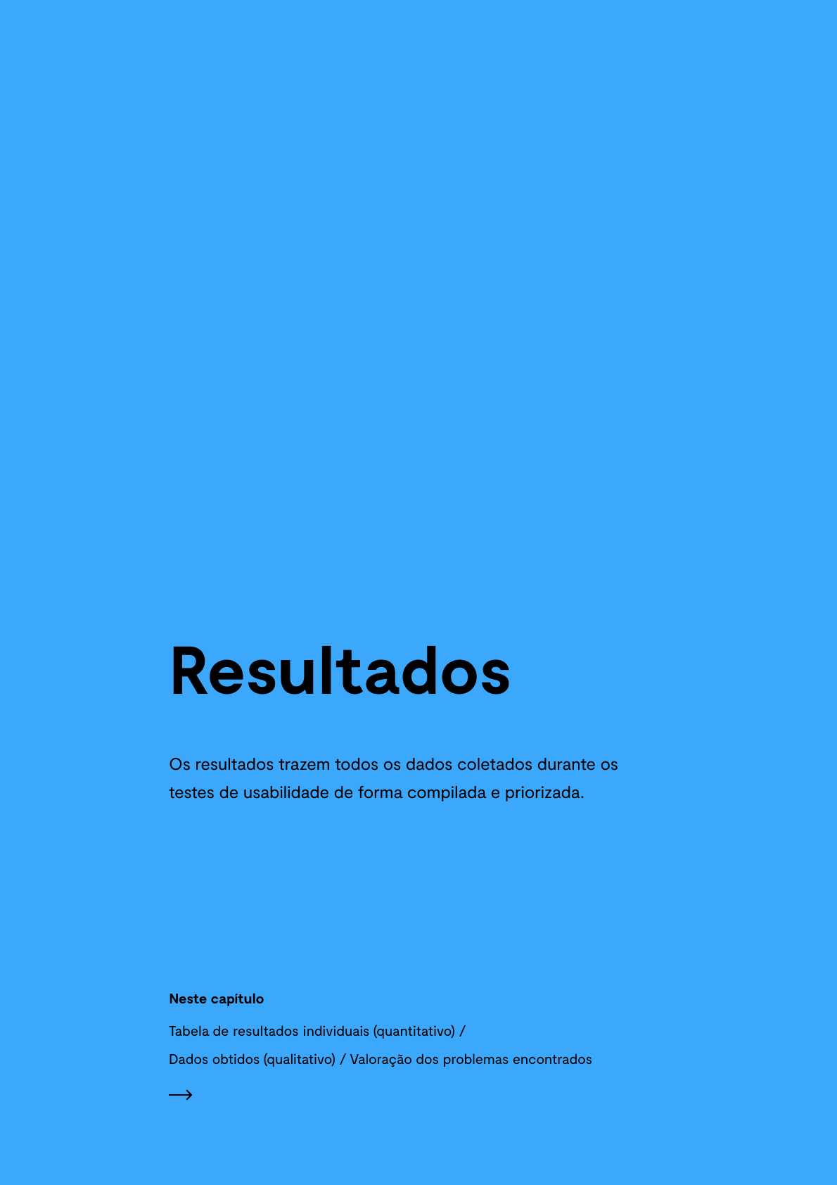 Abertura do capítulo de resultados