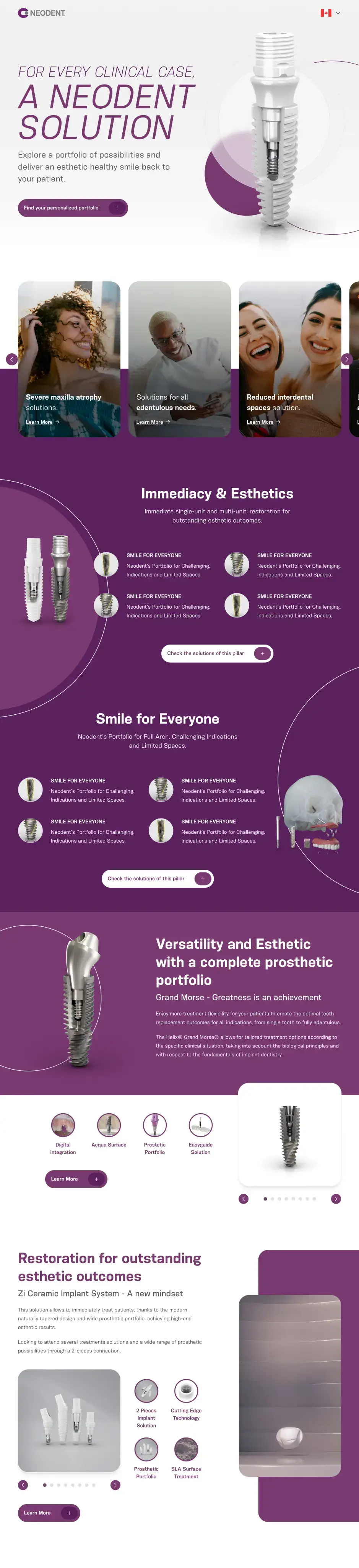 Landing page Neodent no desktop