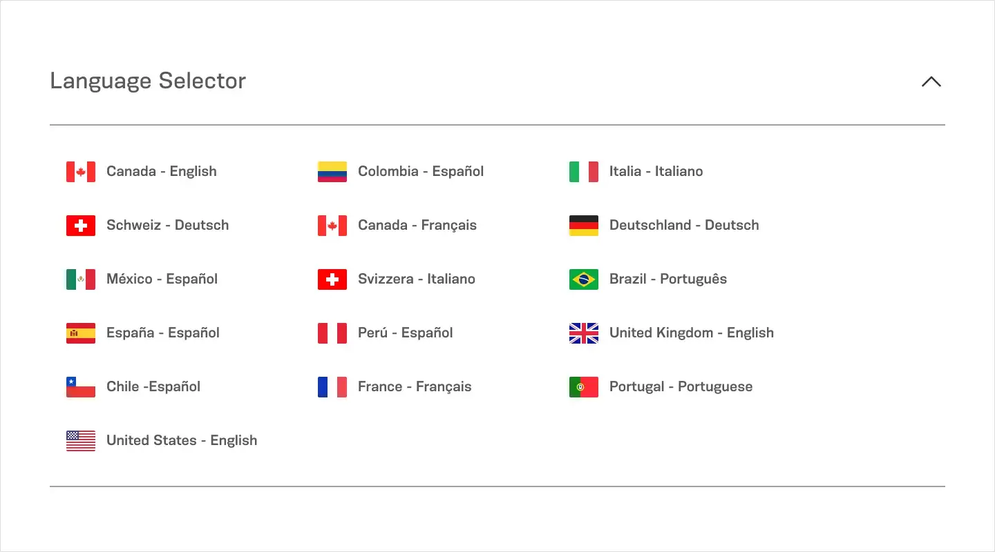 Seletor de idioma e país da landing Neodent